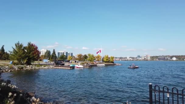 Вид Озеро Симко Набережну Баррі Онтаріо Канада Чистий Вересневий День — стокове відео