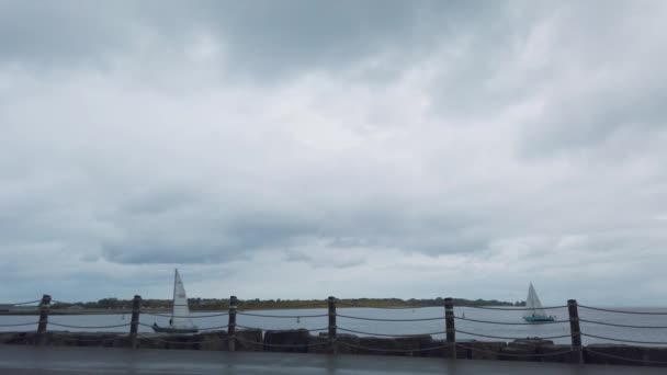 Toronto Kanada Bulutlu Bir Günde Göldeki Yelkenliler — Stok video