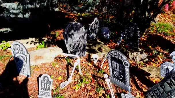 Wystrój Halloween Postaci Cmentarza Potwora Hamilton Kanada — Wideo stockowe