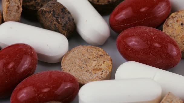 Фармацевтическое Образование Таблетки Таблетки Лекарство Здоровье Крупный План Капсул — стоковое видео