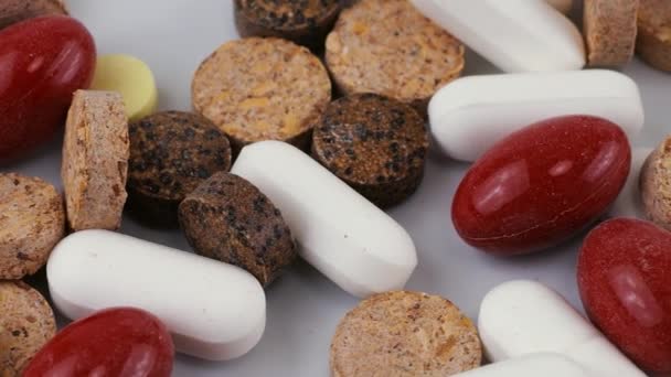Antecedentes Farmacéuticos Tabletas Pastillas Medicina Saludable Primer Plano Las Cápsulas — Vídeos de Stock