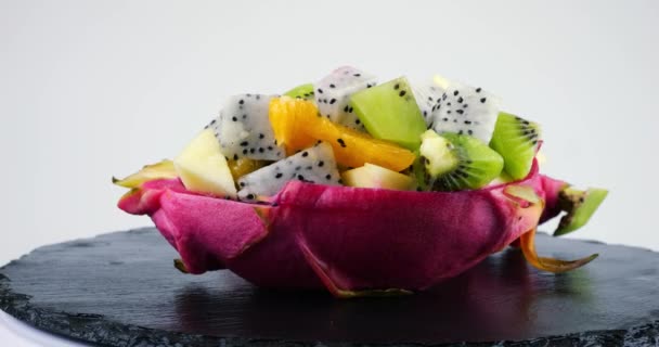 Une Alimentation Saine Désintoxication Salade Fruits Dans Bol Peau Fruit — Video