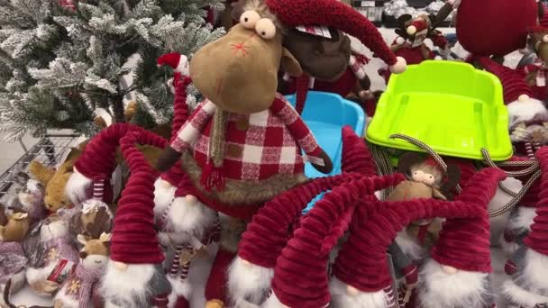 超级市场的圣诞及新年玩具 — 图库视频影像