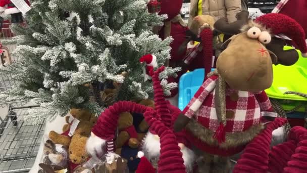 Brinquedos Natal Ano Novo Supermercado — Vídeo de Stock