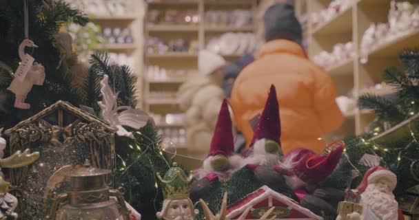 お店の窓のクリスマス飾り — ストック動画