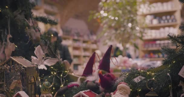Decorações Natal Uma Janela Loja — Vídeo de Stock