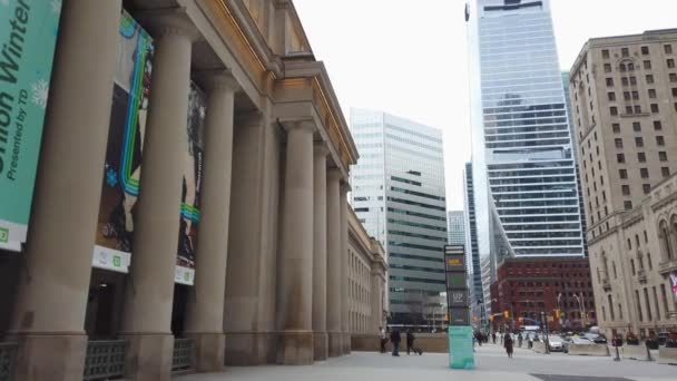 Toronto Canada December 2023 Union Station Viktig Jernbanestasjon Intermodal Transportsentral – stockvideo