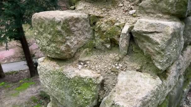 Ruines Murs Maçonnerie Une Ancienne Forteresse — Video
