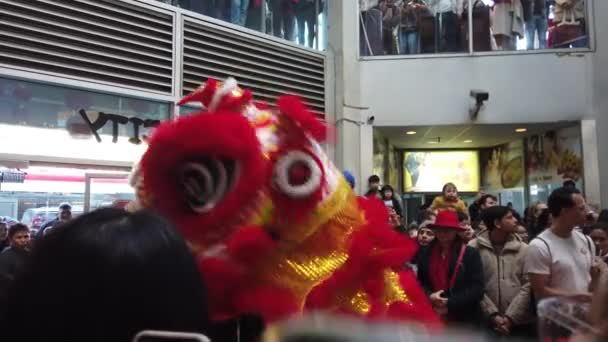 Toronto Canada February 2024 Traditional Lion Dance Dragon City Mall — Stock Video