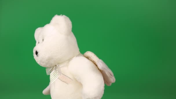 Brinquedos Ursinho Pelúcia Recheados Fofos Com Asas Anjo Vira Olha — Vídeo de Stock