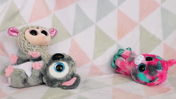 Stuffed Fluffy Plush Rainbow Toys Sheep Fall Soft Baby Blanket Royalty Free Stock Footage