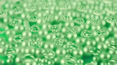 İnci zümrüt ve yeşim tonlarında soyut yumuşak pastel arka plan. Camın üzerindeki damlalarda renklerin tonları değişiyor.