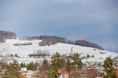 Panoramic view of of small town  Reinach in canton Aargau, Switzerland