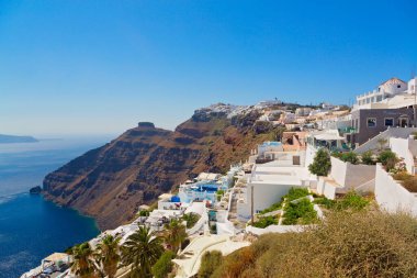 Santorini, Cyclades Adası, Yunanistan 'ın panoramik manzarası