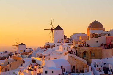 Santorini, Cyclades Adası, Yunanistan 'da gün batımı