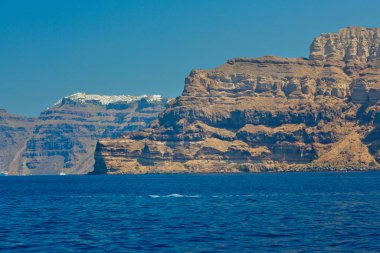 Santorini, Cyclades Adası, Yunanistan 'ın panoramik manzarası