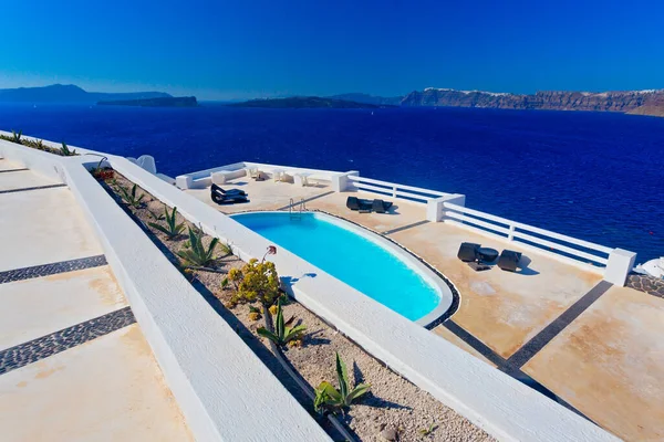 Panoramic View Santorini Cyclades Island Greece — стокове фото