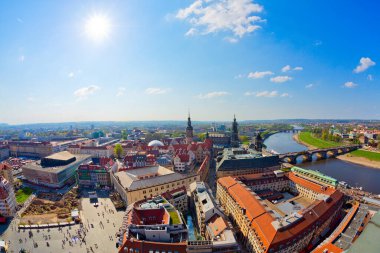 Almanya 'nın Dresden şehrinin panoramik manzarası