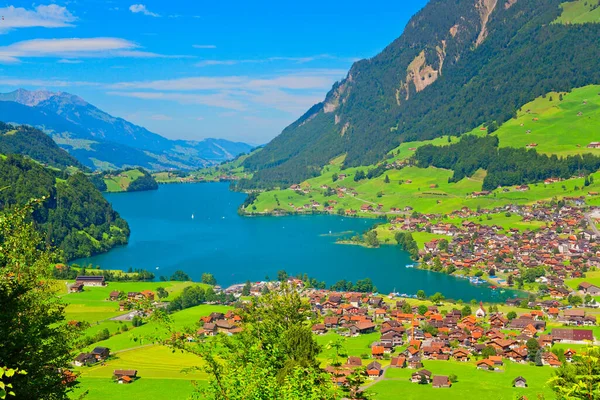 Vista Panorâmica Lago Lungern Alpes Suíços Suíça — Fotografia de Stock