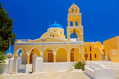 Thira, Santorini Adası, Cyclades, Yunanistan 'da Geleneksel Mimari