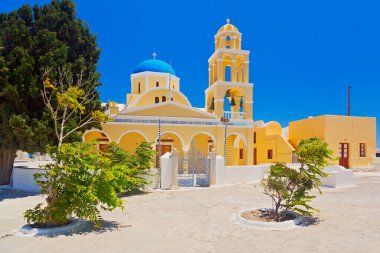 Thira, Santorini Adası, Cyclades, Yunanistan 'da Geleneksel Mimari