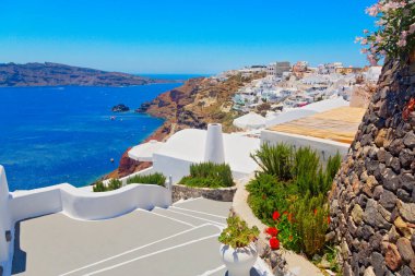 Santorini Adası Panoramisi, Kiklad, Yunanistan