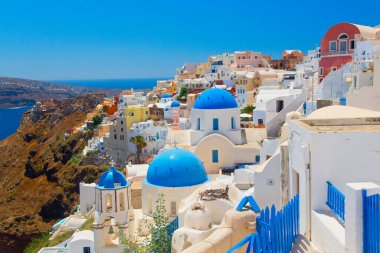 Santorini Adası Panoramisi, Kiklad, Yunanistan