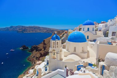 Santorini Adası Panoramisi, Kiklad, Yunanistan