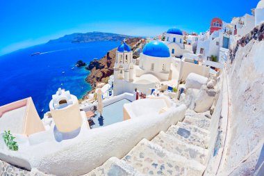 Santorini Adası Panoramisi, Kiklad, Yunanistan