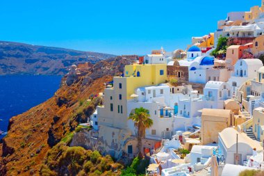 Santorini Adası Panoramisi, Kiklad, Yunanistan