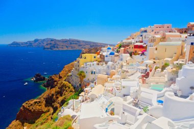 Santorini Adası Panoramisi, Kiklad, Yunanistan