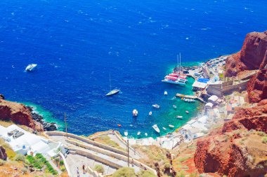 Santorini Adası Panoramisi, Kiklad, Yunanistan