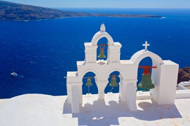 Santorini Adası Panoramisi, Kiklad, Yunanistan