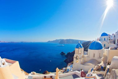 Santorini Adası Panoramisi, Kiklad, Yunanistan