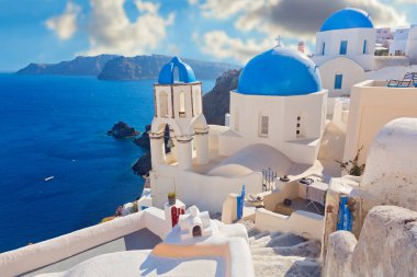 Santorini Adası Panoramisi, Kiklad, Yunanistan