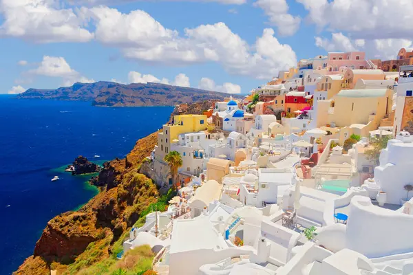 Santorini Adası Panoramisi, Kiklad, Yunanistan