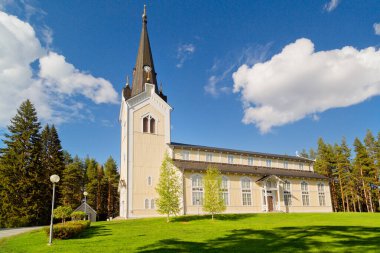 Storuman 'daki eski ahşap kilise, Laponya, Kuzey İsveç, İskandinavya, Avrupa