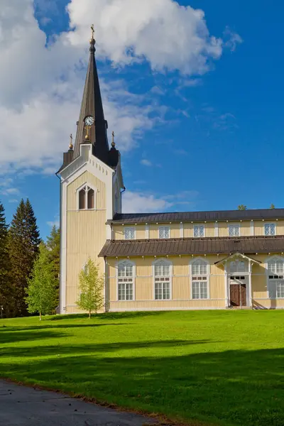 stock image Old wooden church in Storuman, Lapland, northern Sweden, Scandinavia, Europe