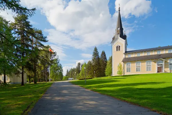 stock image Old wooden church in Storuman, Lapland, northern Sweden, Scandinavia, Europe