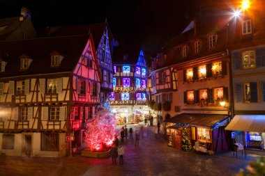 Colmar Köyü Noel Zamanı, Alsace, Fransa