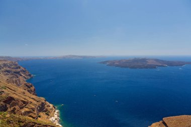 Santorini Adası, Cyclades, Yunanistan 'ın panoramik manzarası