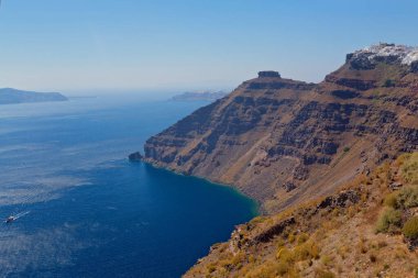 Santorini Adası, Cyclades, Yunanistan 'ın panoramik manzarası