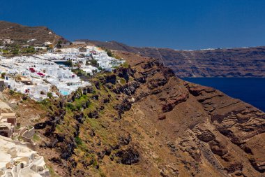 Santorini Adası, Cyclades, Yunanistan 'ın panoramik manzarası