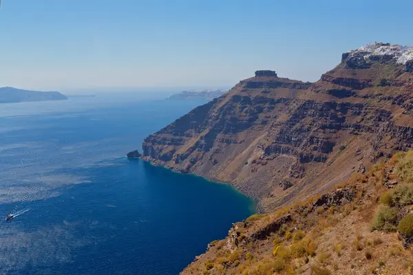 Santorini Adası, Cyclades, Yunanistan 'ın panoramik manzarası