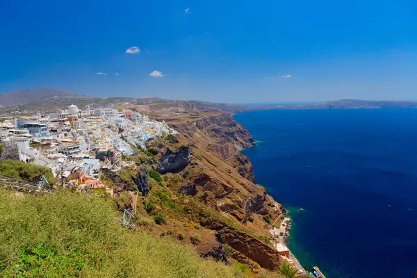 Santorini Adası, Cyclades, Yunanistan 'ın panoramik manzarası