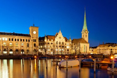 Panoramic view of Zurich city at twilight, swiss Alps, Switzerland clipart