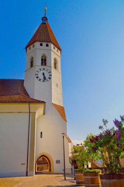 Thun City 'nin panoramik manzarası, Bernese Highlands, Swiss Alps, İsviçre