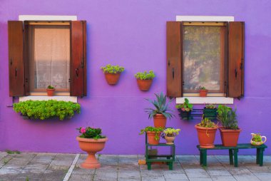 Venedik, İtalya yakınlarındaki Renkli Burano Adası 