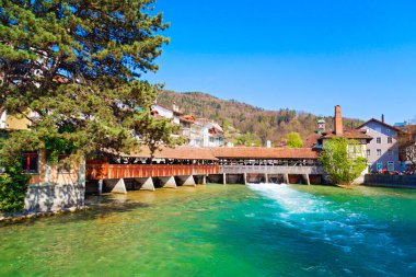 Panoramic view of Thun City, Lake Thun, Swiss Alps, Switzerland clipart