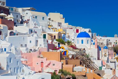 Santorini Adası, Cyclades, Yunanistan 'ın panoramik manzarası